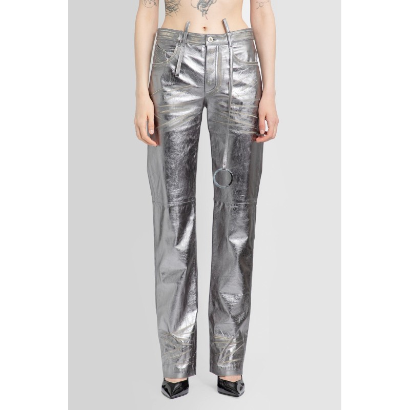 destroyed mirror leather long pants