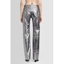 destroyed mirror leather long pants