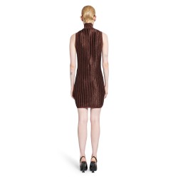 slinky viscose and wool metal rib mini dress