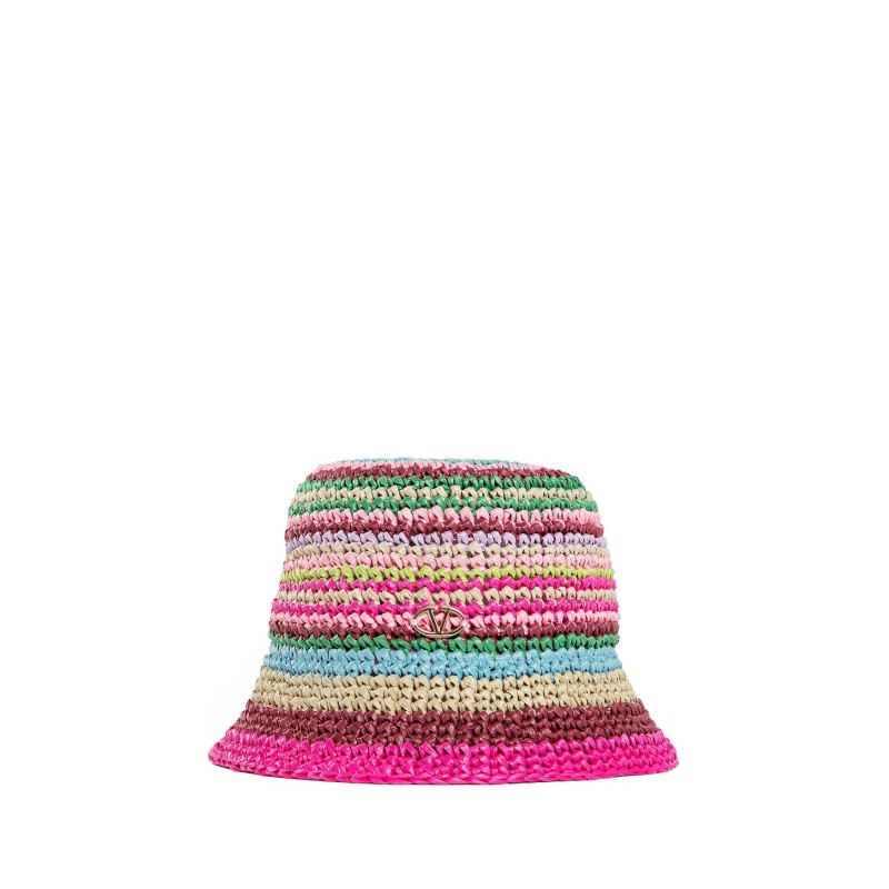 vlogo bucket hat in raffia