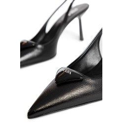 saffiano patent leather slingback pumps