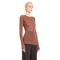 rib long sleeve tee in viscose silk rib jersey