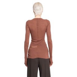 rib long sleeve tee in viscose silk rib jersey