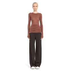 rib long sleeve tee in viscose silk rib jersey