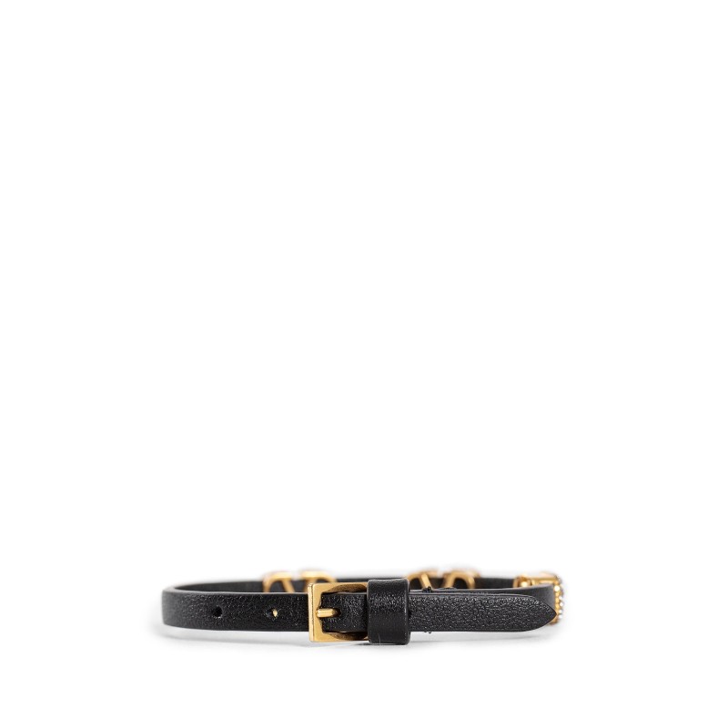 crystal vlogo leather bracelet