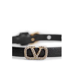 crystal vlogo leather bracelet