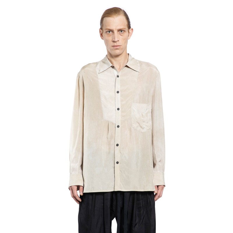 asymmetric bib shirt in cupro