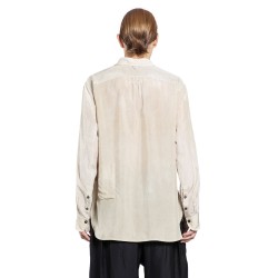 asymmetric bib shirt in cupro