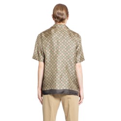 gg horsebit print silk shirt