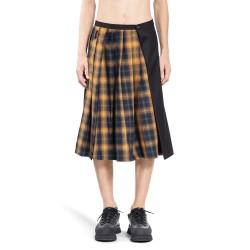 spliced pleated check skirt