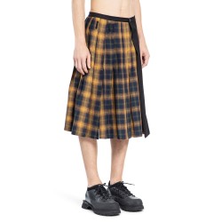 spliced pleated check skirt