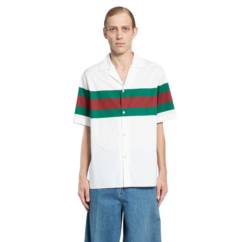 'gucci 1921' web print shirt