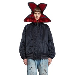 petal mouth hood bomber jacket