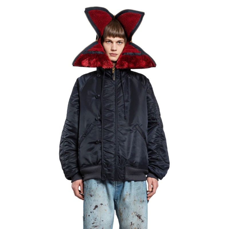 petal mouth hood bomber jacket