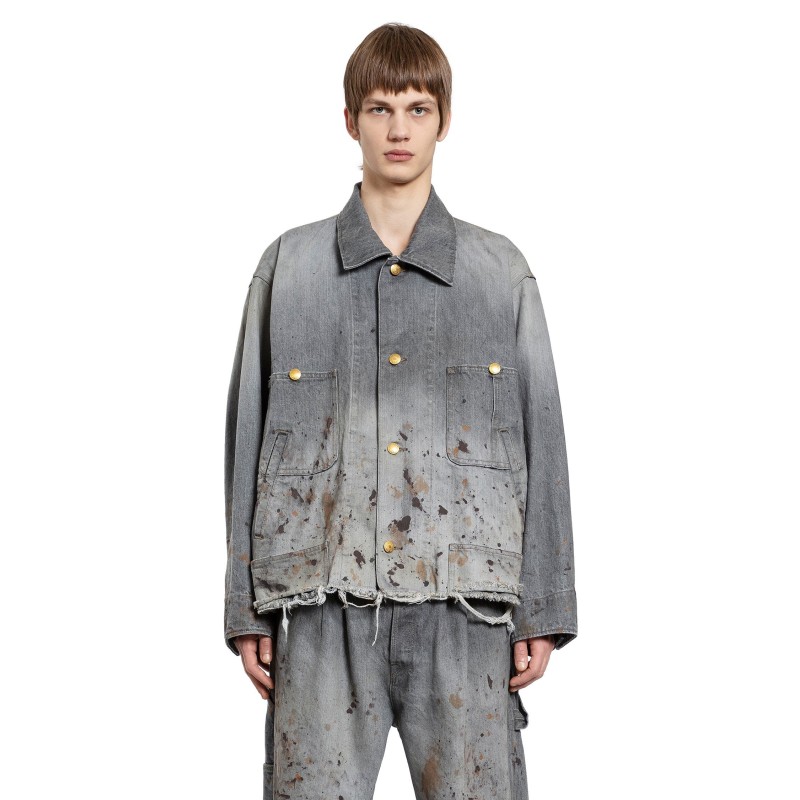 cut off denim coverall jacket