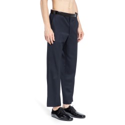 gabardine trousers with leather belt