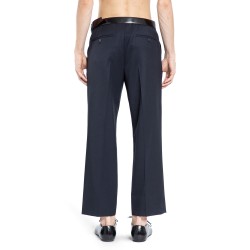 gabardine trousers with leather belt