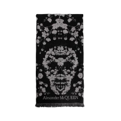 skull-motif wool scarf