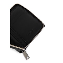 zip around intrecciato leather wallet