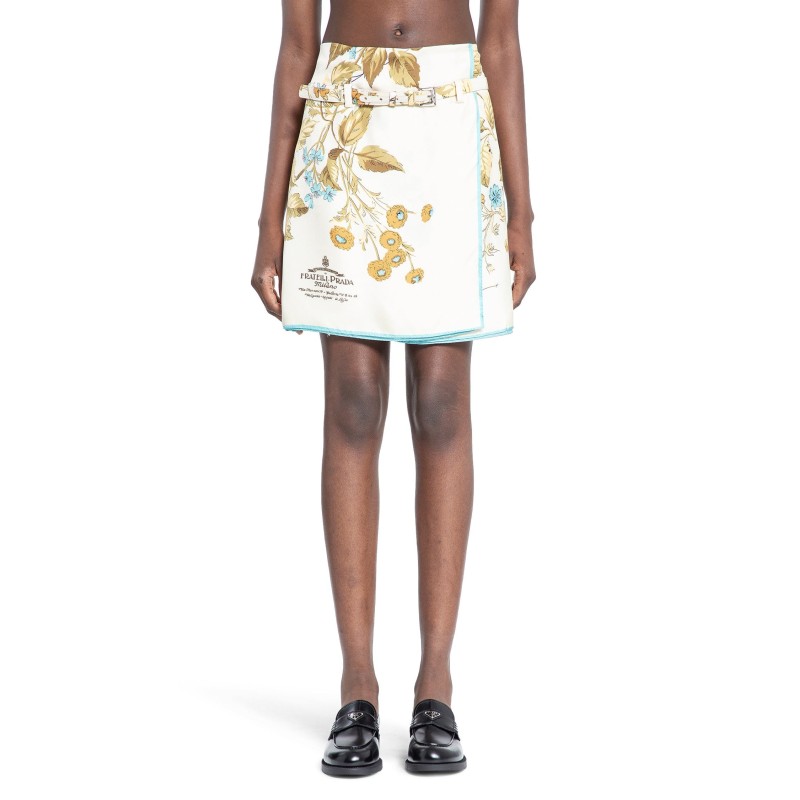 printed silk twill miniskirt