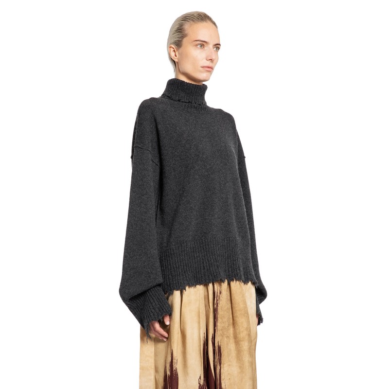 frayed cashmere turtleneck sweater