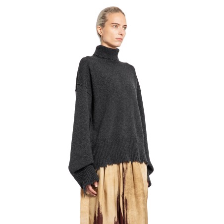 frayed cashmere turtleneck sweater