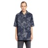 camo jacquard denim bowling shirt