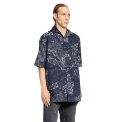 camo jacquard denim bowling shirt