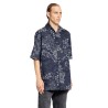 camo jacquard denim bowling shirt