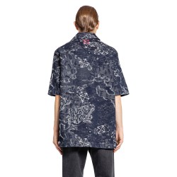 camo jacquard denim bowling shirt