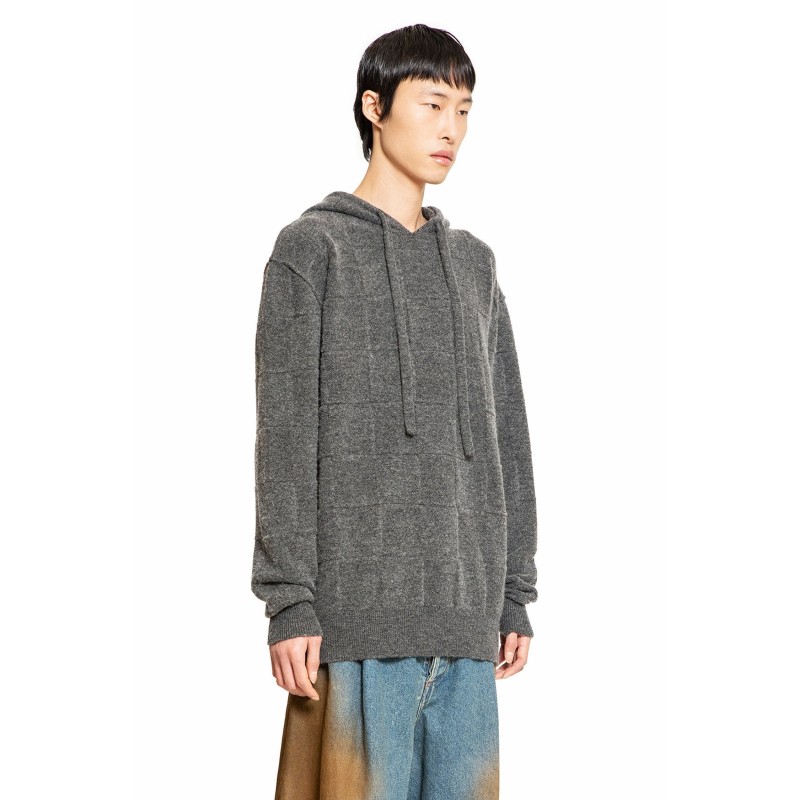 checkered stretch wool cashmere hoodie