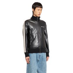 leather effect logo track jacket