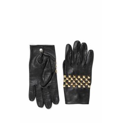 silk lined studded leather gloves