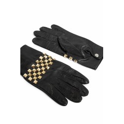 silk lined studded leather gloves