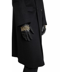 silk lined studded leather gloves