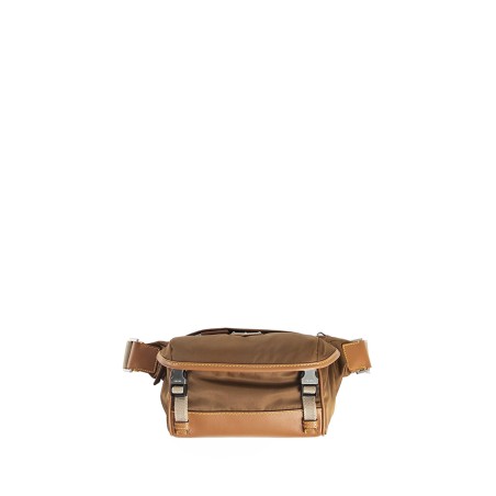 re-nylon and leather shoulder bag