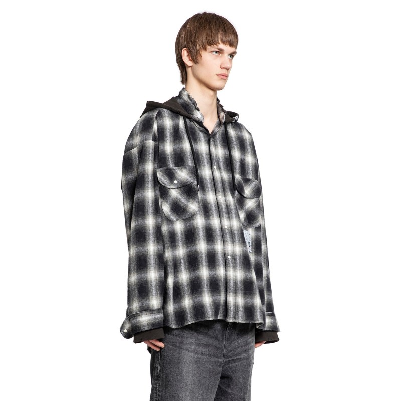 check hooded shirt