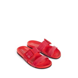 mayfu leather buckled flat slides