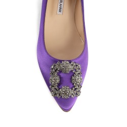 hangisi satin jewel buckle flat ballerinas