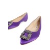 hangisi satin jewel buckle flat ballerinas