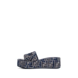 fendi sunshine ff denim flatform slides