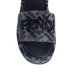 fendi sunshine ff denim flatform slides