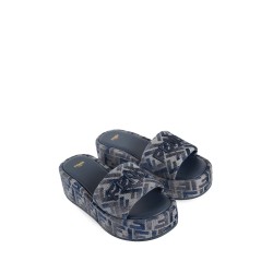 fendi sunshine ff denim flatform slides