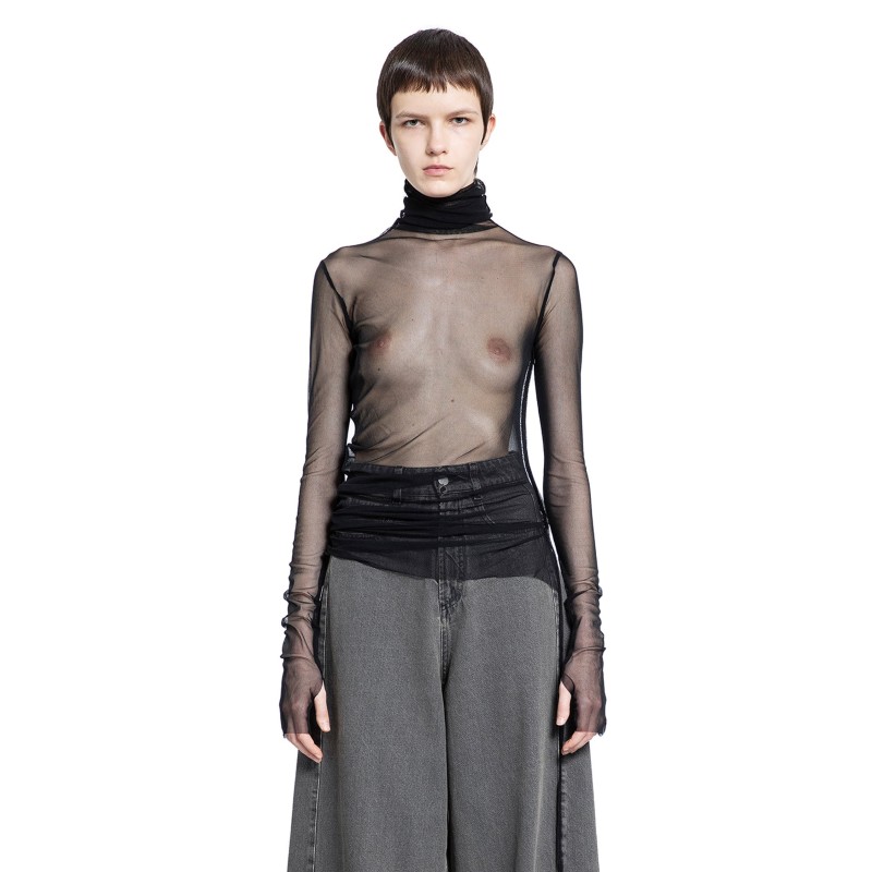 mesh turtleneck top