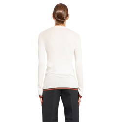 rib silk long sleeve knit top