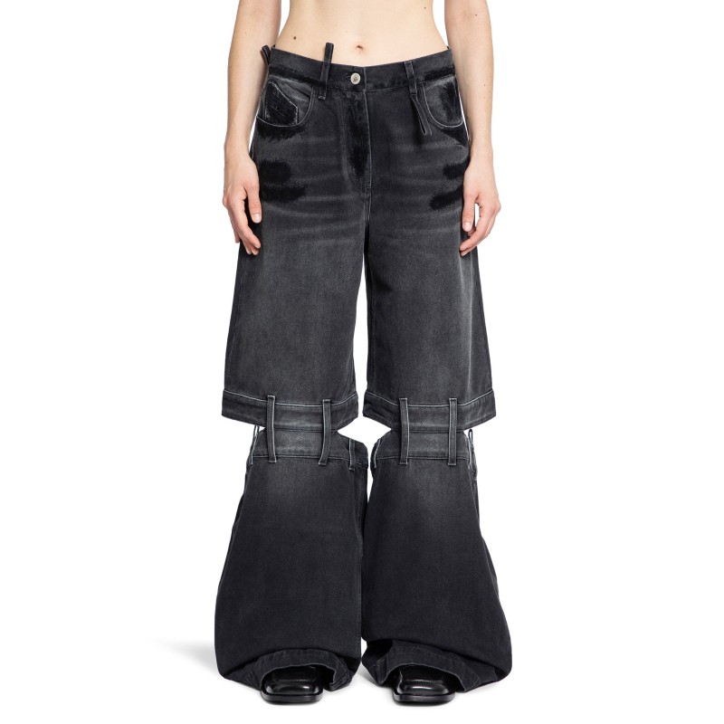 cut-out wide leg jeans