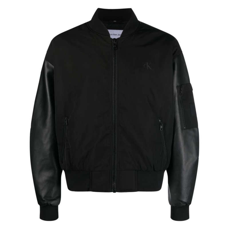 Faux leather bomber