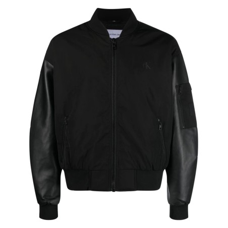 Faux leather bomber