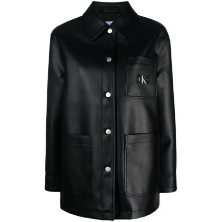 Faux leather utility jacket