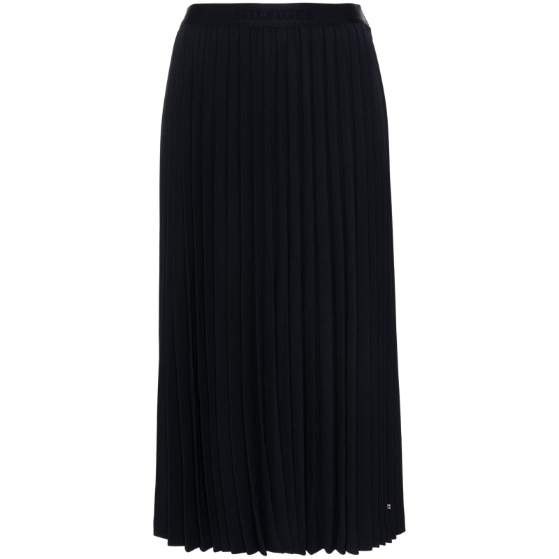 Fluid twill pleated midi skirt